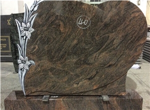 Himalaya Blue Granite Carving Headstone Design for Cemetery
