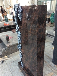 Natural Stone Quarry Aurora Granite Carving Headstone