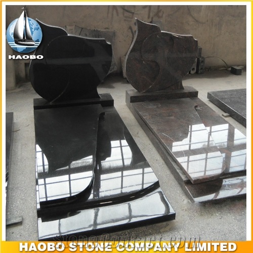 Polished Natural Stone Quarry Manufactory Black Noir Granite Western Style Monuments Heart Tombstones,Gravestone,Single or Double