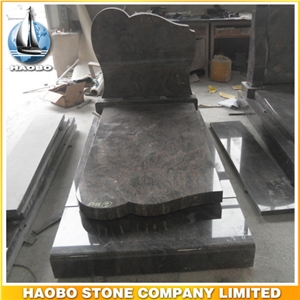 Polished Natural Stone Quarry Manufactory Blue Bleu Granite Western Style Monuments Heart Tombstones,Gravestone,Single or Double Marble Headstone