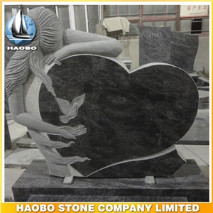 Polished Natural Stone Quarry Manufactory Blue Bleu Granite Western Style Monuments Heart Tombstones,Gravestone,Single or Double Marble Headstone