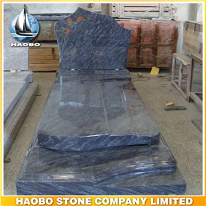 Polished Natural Stone Quarry Manufactory Blue Bleu Granite Western Style Monuments Tombstones,Gravestone,Single or Double Headstone