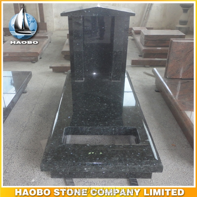 Polished Natural Stone Quarry Manufactory Blue Bleu Granite Western Style Monuments Tombstones,Gravestone,Single or Double Headstone