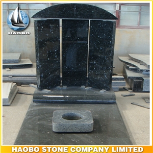 Polished Natural Stone Quarry Manufactory Blue Bleu Granite Western Style Monuments Tombstones,Gravestone,Single or Double Headstone
