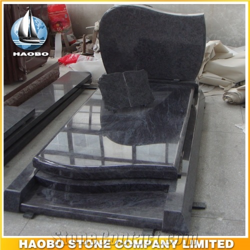 Polished Natural Stone Quarry Manufactory Blue Bleu Granite Western Style Monuments Tombstones,Gravestone,Single or Double Headstone