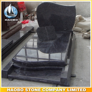 Polished Natural Stone Quarry Manufactory Blue Bleu Granite Western Style Monuments Tombstones,Gravestone,Single or Double Headstone