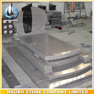 Polished Natural Stone Quarry Manufactory Pink Granite Western Style Monuments Heart Tombstones,Gravestone,Single or Double Headstone