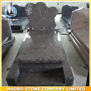 Polished Natural Stone Quarry Manufactory Purple Granite Western Style Monuments Heart Tombstones,Gravestone,Single or Double Headstone