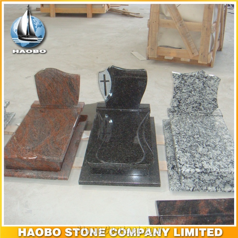 Polished Natural Stone Quarry Manufactory Red Grey Granite Western Style Monuments Tombstones,Gravestone,Single or Double Headstone