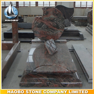 Polished Natural Stone Quarry Manufactory Red Rouge Granite Western Style Monuments Heart Tombstones,Gravestone,Single or Double Headstone