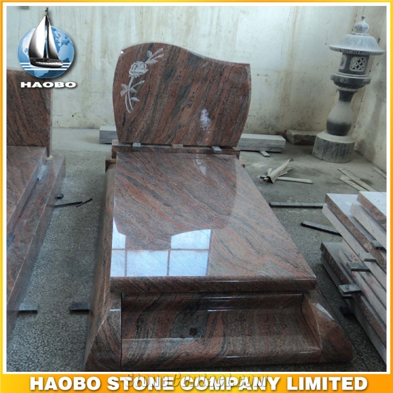 Polished Natural Stone Quarry Manufactory Red Rouge Granite Western Style Monuments Tombstones,Gravestone,Single or Double Headstone