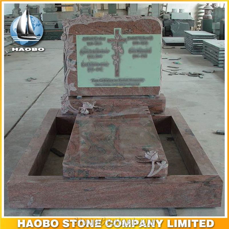 Polished Natural Stone Quarry Manufactory Red Rouge Granite Western Style Monuments Tombstones,Gravestone,Single or Double Headstone