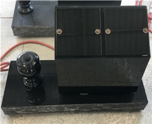 Special Black Granite High Quality and Polished Tombstone with Vase