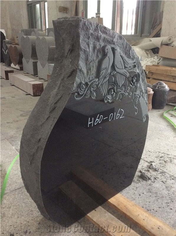 Tear Drop Tombstone Design Black Granite Monuments Engraved Headstones