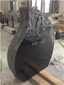 Tear Drop Tombstone Design Black Granite Monuments Engraved Headstones