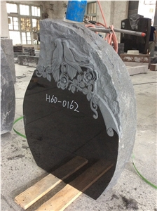 Tear Drop Tombstone Design Black Granite Monuments Engraved Headstones