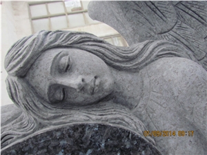 Tombstone Design Blue Pearl Double Angel Monuments Heart Tombstones