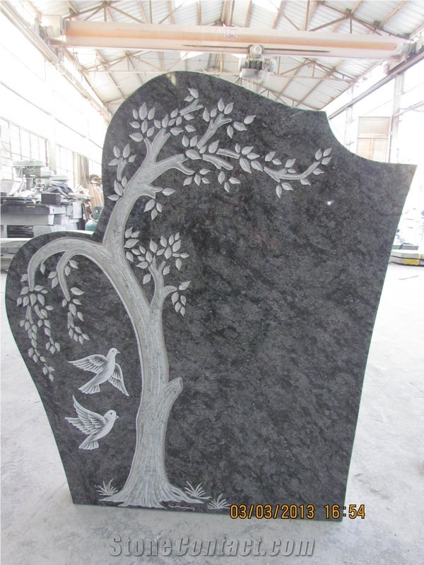 Tree Design Olive Green Tombstone Engraved Monument Designs