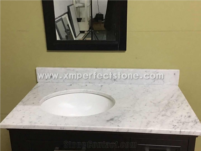 Bianco Carrara Vanity Tops, Bianco Carrara Bathroom Tops, Bianco Carrara Custom Vanity Tops, Bianco Carrara Bath Countertops, Bianco Carrara Bathroom