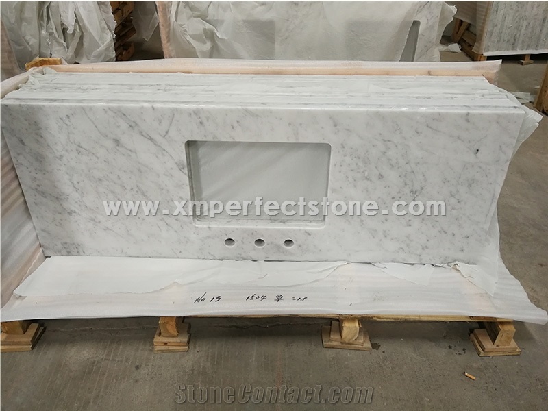 Bianco Carrara Vanity Tops, Bianco Carrara Bathroom Tops, Bianco Carrara Custom Vanity Tops, Bianco Carrara Bath Countertops, Bianco Carrara Bathroom