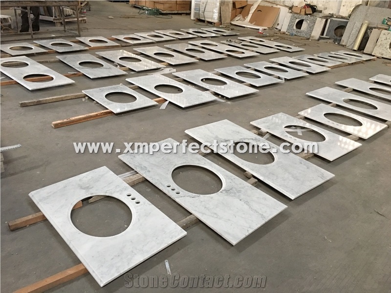 Bianco Carrara Vanity Tops, Bianco Carrara Bathroom Tops, Bianco Carrara Custom Vanity Tops, Bianco Carrara Bath Countertops, Bianco Carrara Bathroom