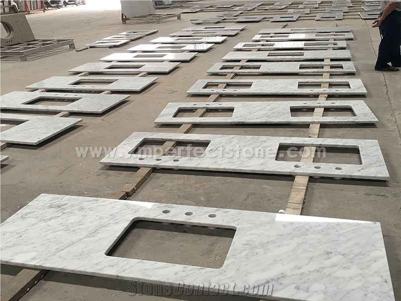 Bianco Carrara White Marble Bath Top, Italy White Marble Countertop