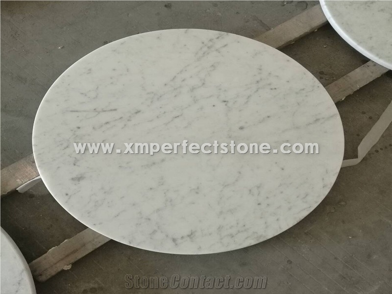 Bianco Carrara White Marble Interior Round Tabletop