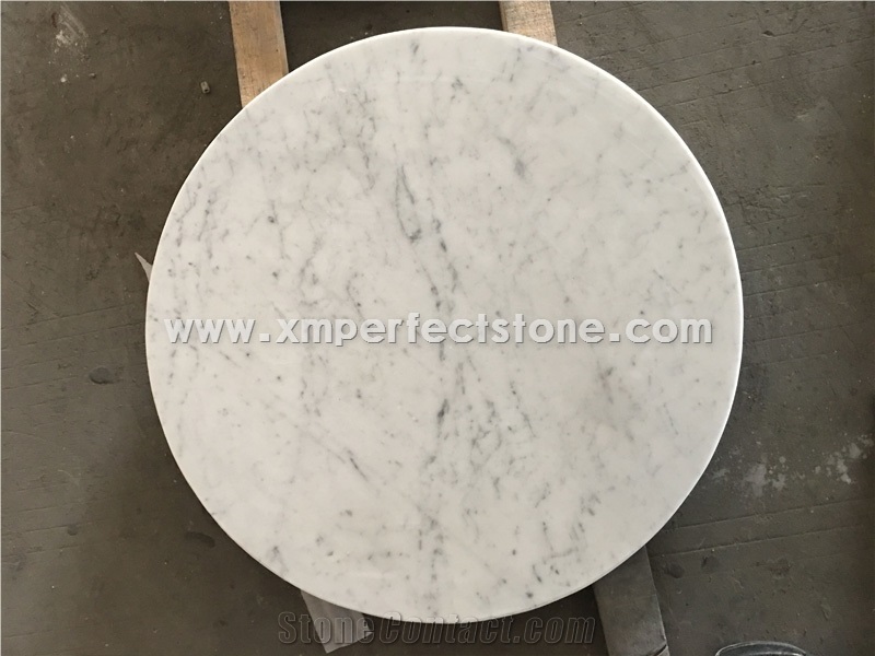 Bianco Carrara White Marble Interior Round Tabletop