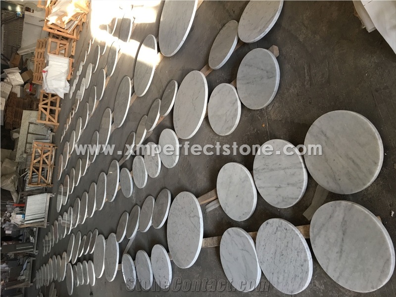 Bianco Carrara White Marble Interior Round Tabletop