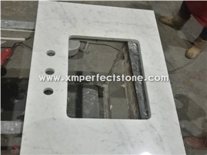 Bianco Carrara White Marble Polished Countertop, Vanity Top with Beveled Edge, Italy Cheap White Marble Countertops