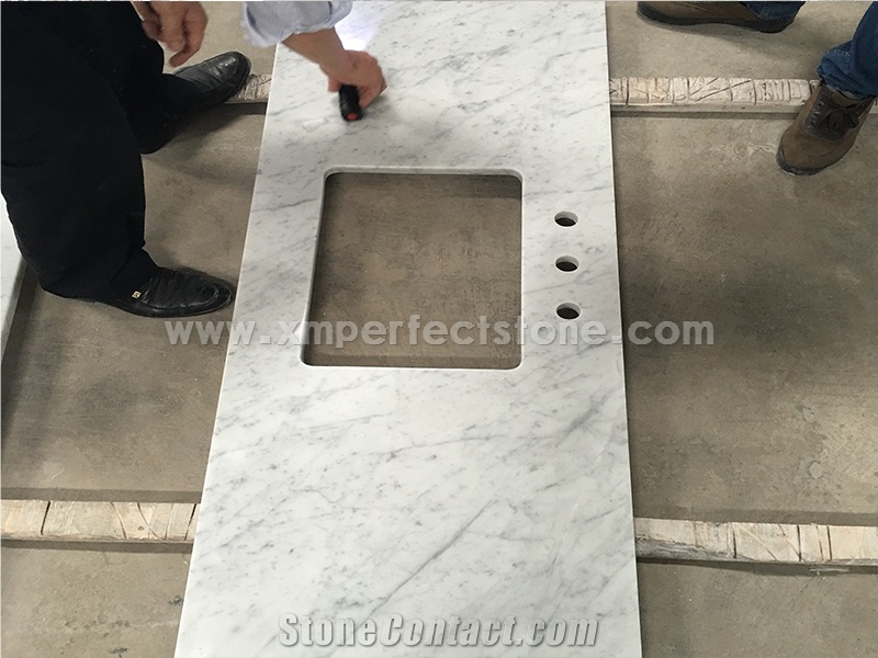 Bianco Carrara White Marble Polished Honed Bathroom Vanity Top,Countertop with Beveled Edge