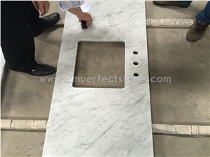 Bianco Carrara White Marble Polished Honed Bathroom Vanity Top,Countertop with Beveled Edge