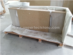 Engineered Stone Kitchen Countertops with One Sink Yellow Quartz