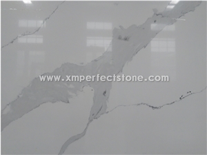 Good Quality Calacatta White Quartz Big Slab,3000*1400/3000*1600/3200*1600 Jumbo Size,Chinese Quartz Slab Wholesale