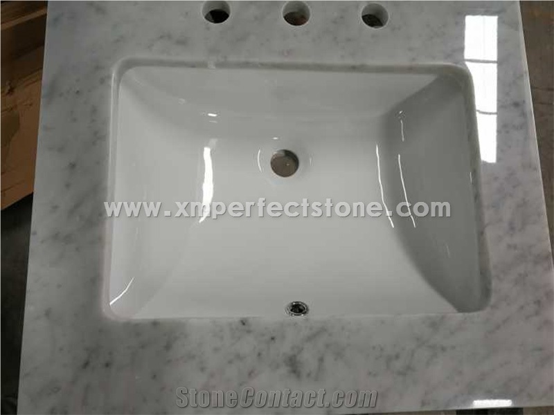 Master Bath Tops,Custom Vanity Tops for Bathroom Vanity Tops,Italy Carrara White Marble Vanity Tops with Under Mount Sink