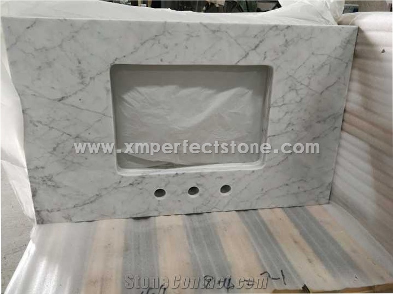 Master Bath Tops,Custom Vanity Tops for Bathroom Vanity Tops,Italy Carrara White Marble Vanity Tops with Under Mount Sink