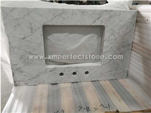 Master Bath Tops,Custom Vanity Tops for Bathroom Vanity Tops,Italy Carrara White Marble Vanity Tops with Under Mount Sink