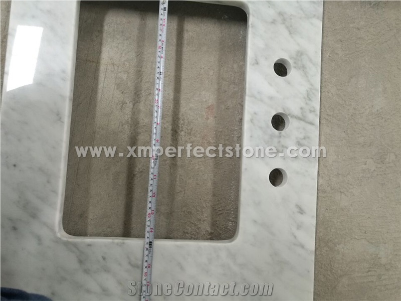 Master Bath Tops,Custom Vanity Tops for Bathroom Vanity Tops,Italy Carrara White Marble Vanity Tops with Under Mount Sink