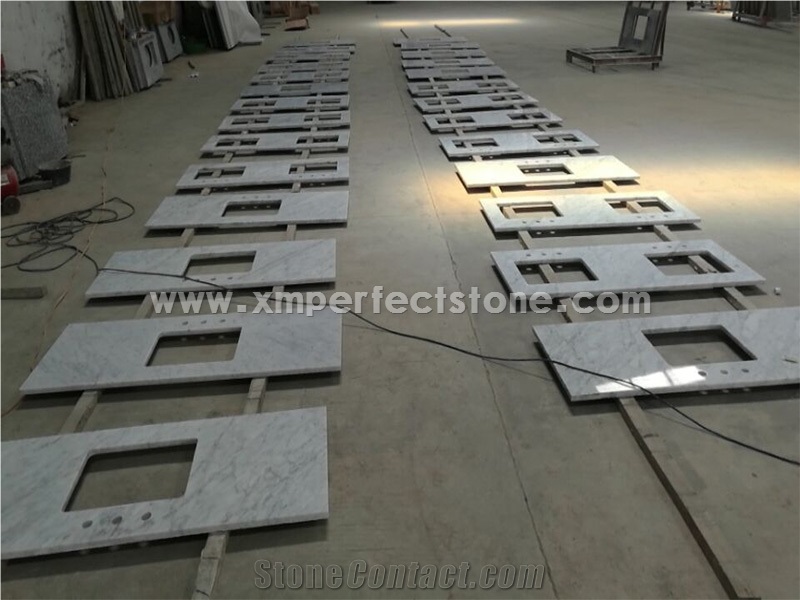 Master Bath Tops,Custom Vanity Tops for Bathroom Vanity Tops,Italy Carrara White Marble Vanity Tops with Under Mount Sink