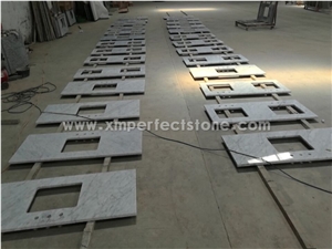 Master Bath Tops,Custom Vanity Tops for Bathroom Vanity Tops,Italy Carrara White Marble Vanity Tops with Under Mount Sink