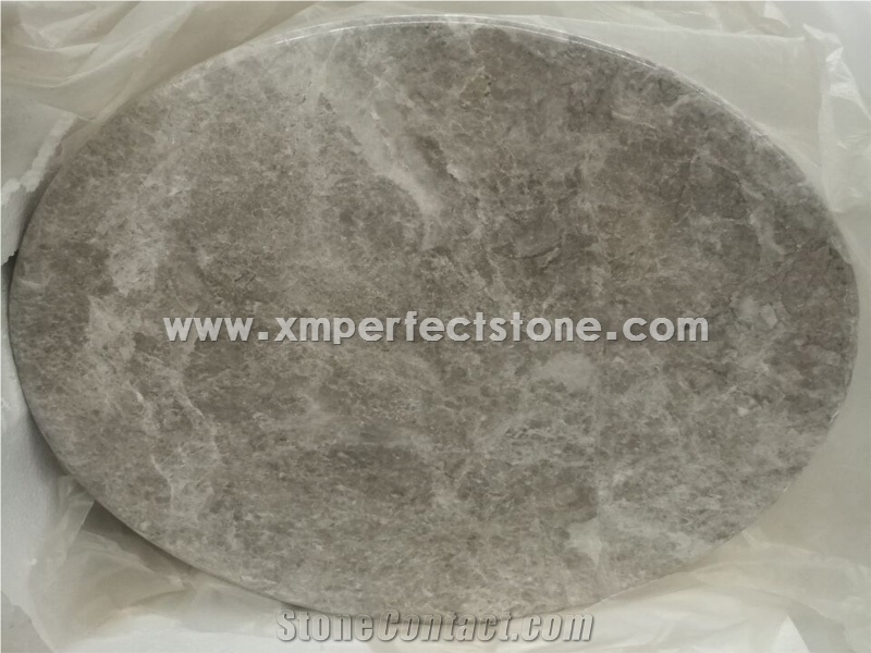 Round Castle Grey Marble Table Tops,Coffee Table Top with Waterproof