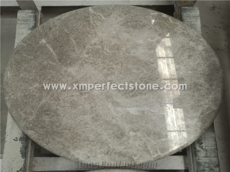 Round Castle Grey Marble Table Tops,Coffee Table Top with Waterproof