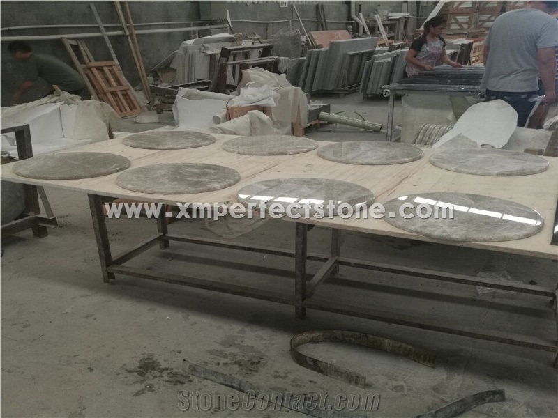 Round Castle Grey Marble Table Tops,Coffee Table Top with Waterproof