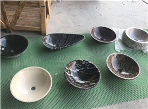 Nero Marquina Marble Vessel Sinks and Basins,Hand Wash Bowl