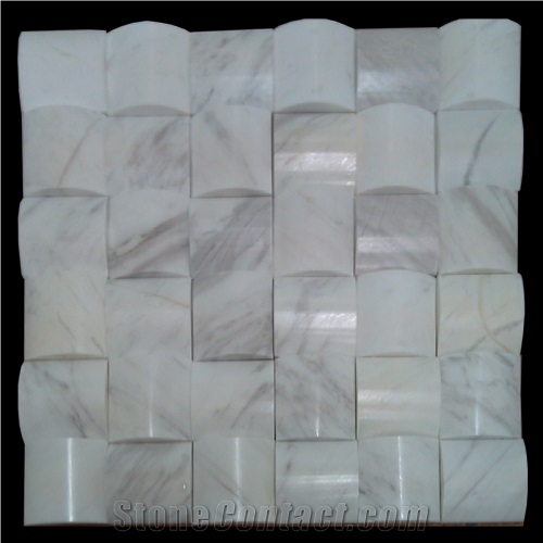 Weave Pattern Mosaic Polished Volakas Marble Tiles