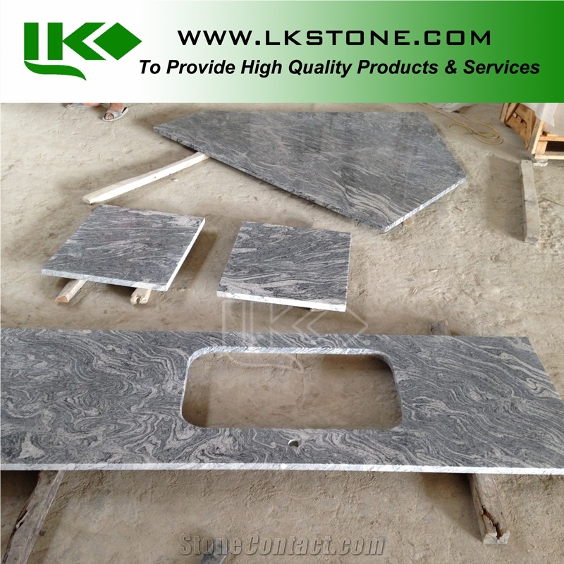 Multicolour Grain Kitchen Countertops, Juparana Kitchen Island Tops