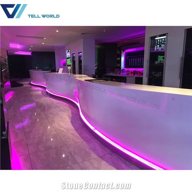 Acrylic Solid Surface Modern Luxury Led Lighted Bar Counter