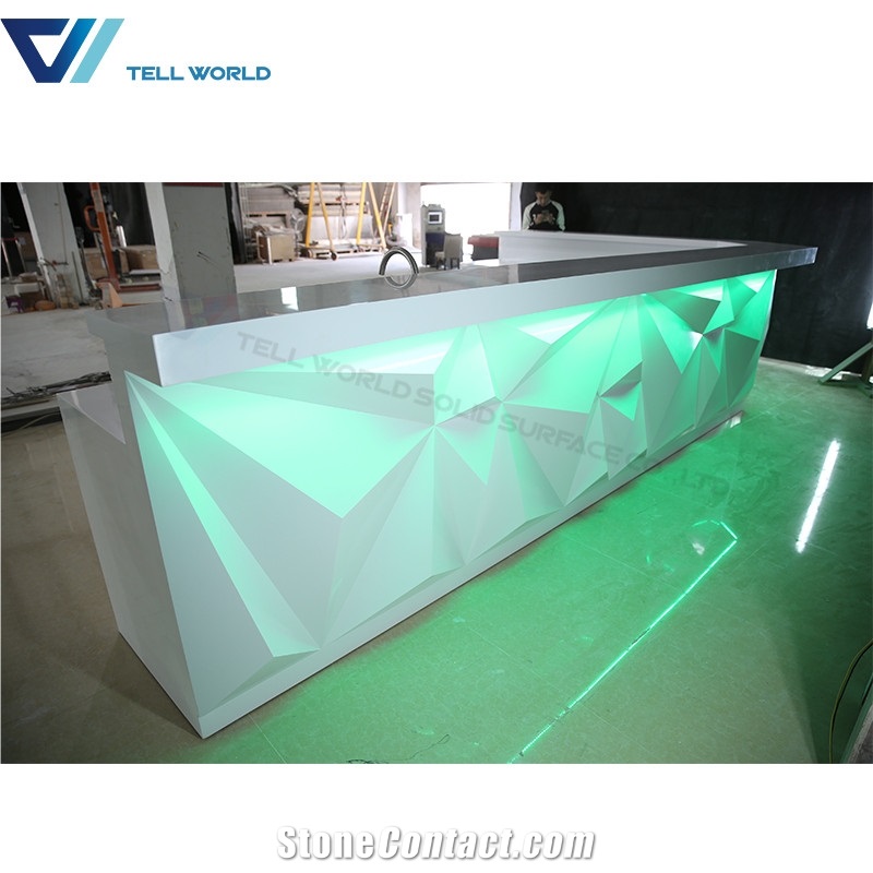 Acrylic Solid Surface Modern Luxury Led Lighted Bar Counter