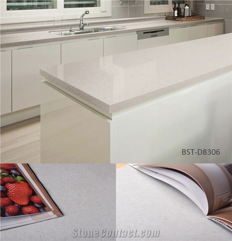 Hot Sale Decorative Alsaka White Artificial Semiprecious Quartz Stone Big Slab Safe and Hygienic