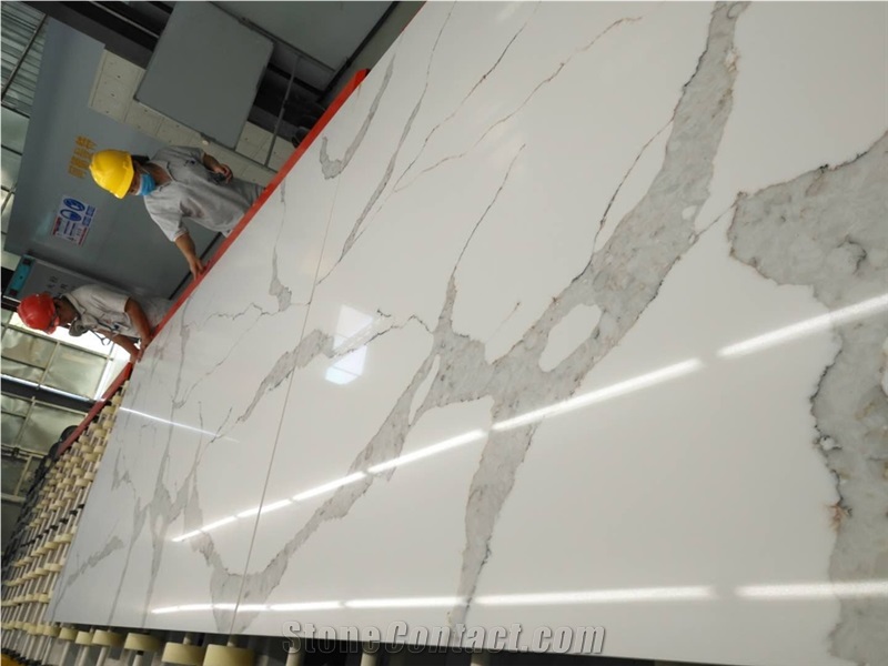 Marble Calacatta Look Man Madequartz Stone Slabs Polishing Solid Surface with Manufacturer Price